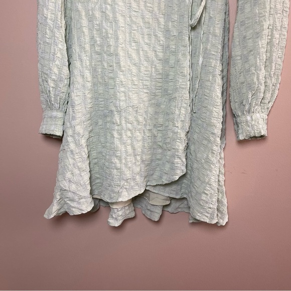 Freebird Green Bishop Sleeve Wrap Sundress - Picture 2 of 10